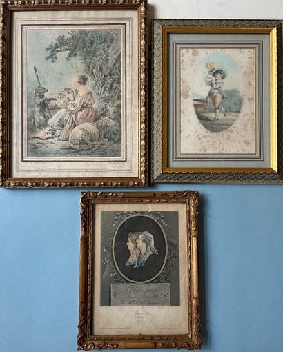 LOT de 3 gravures en couleurs :
- Joueur...
