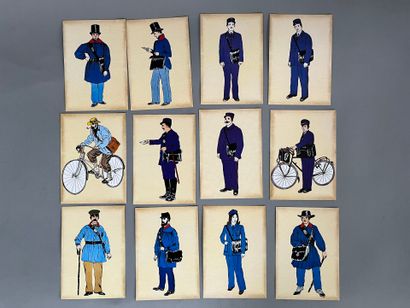 [Militaria]. LOT of fancy and military postcards...