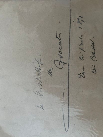 [Justice]. Six encres du XIXe siècle. 
École...