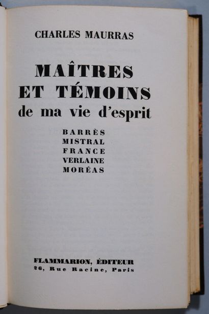 MAURRAS (Charles). Maîtres et témoins. Paris,...