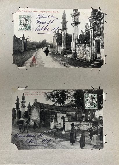 [Indochine]. ALBUM of postcards Tonkin, Indochina...