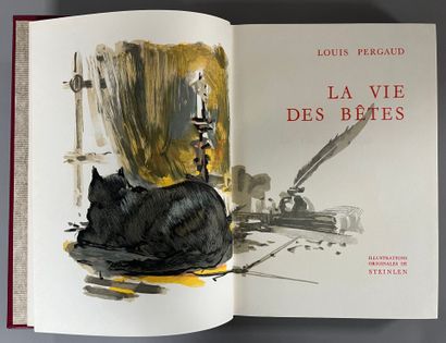 PERGAUD (Louis). 
Suite of six leather-bound...