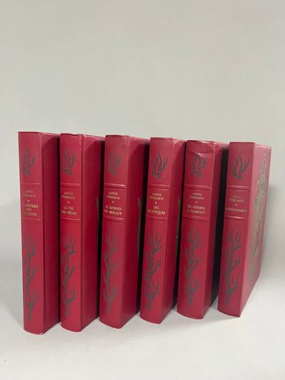 PERGAUD (Louis). 
Suite of six leather-bound...