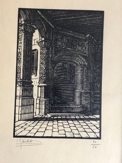 LOT de six lithographies encadrées et sous...