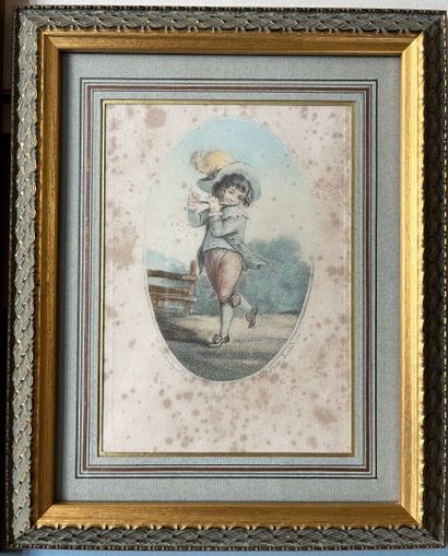 LOT de 3 gravures en couleurs :
- Joueur...