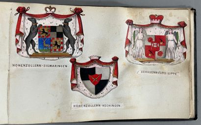 [Armoirie]. ALBUM avec des collages d'armoiries.
En...