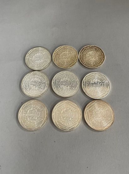 [Monnaie]. [France]. LOT de 9 pièces de 10€...