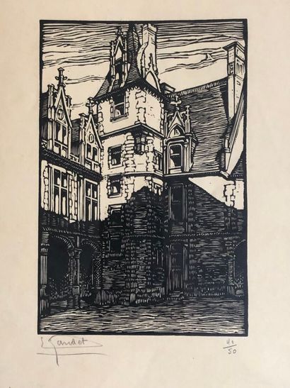 LOT de six lithographies encadrées et sous...