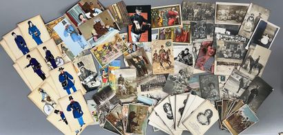 [Militaria]. LOT of fancy and military postcards...
