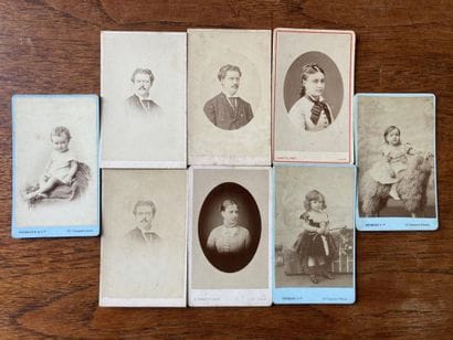 LOT of 29 photographic portraits pasted in...