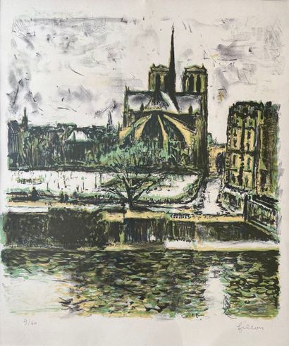 Arthur FILLON (1900-1974)
Bord de Seine.
Lithographie...