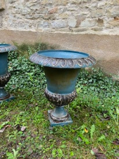 Pair of cast-iron Medici vases, late 19th...
