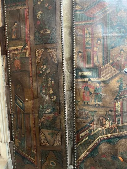 Six-leaf folding screen in imitation Chinese...