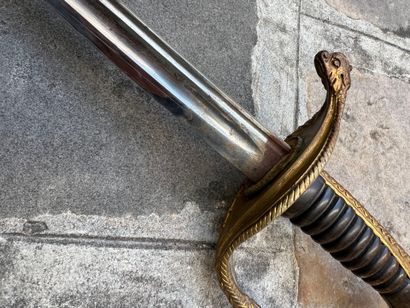 Naval officer's saber. Horn handle. Chased...