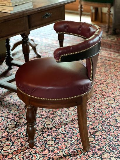 Restoration-period mahogany desk armchair...