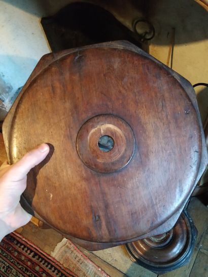 Pair of turned walnut light holders, 17th...