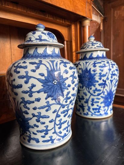 CHINA, 19th century
Pair of covered flower...