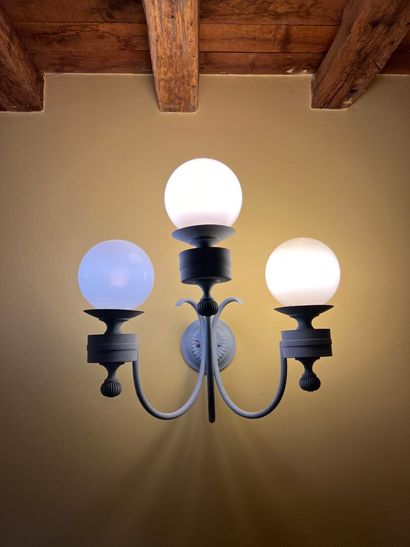 Pair of three-light sconces in lacquered...