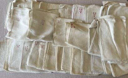 Thirty-six large linen damask napkins, 18th-19th...