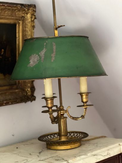 Louis XVI style three-light chased and gilt...