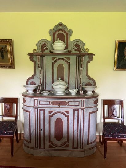 Wooden sideboard with faux marble decoration,...