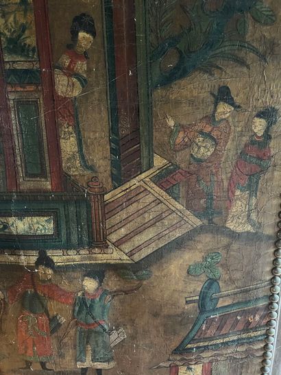Six-leaf folding screen in imitation Chinese...