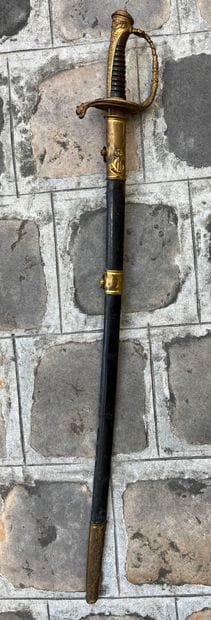 Naval officer's saber. Horn handle. Chased...