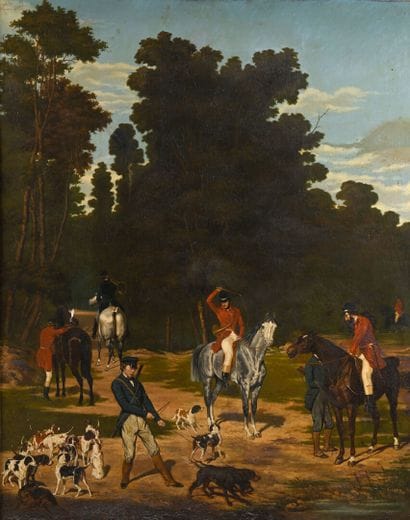 Henri GEORGET, 1849
Hunting scene 
Oil on...