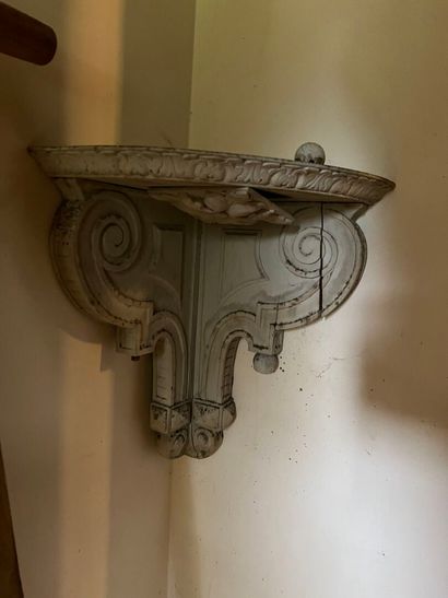 Pair of carved and lacquered wood corner...