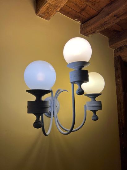 Pair of three-light sconces in lacquered...