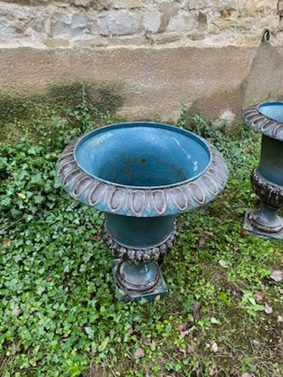Pair of cast-iron Medici vases, late 19th...