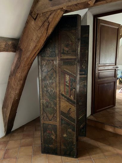 Six-leaf folding screen in imitation Chinese...