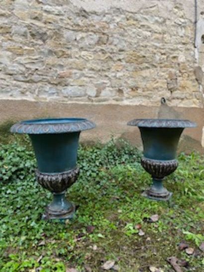 Pair of cast-iron Medici vases, late 19th...