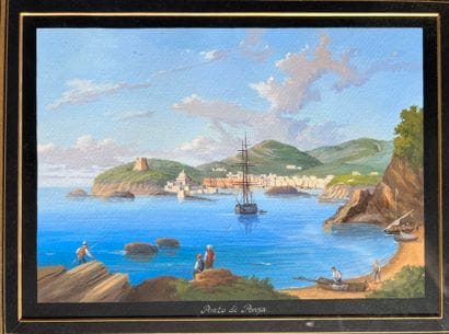 NAPOLITAN SCHOOL, 19th century
Porto di Ponza
Gouache
21...