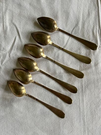 Suite of six vermeil spoons hallmarked Vieillard
Spatula...