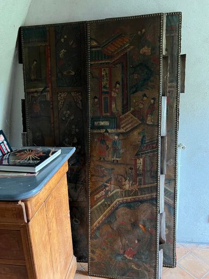 Six-leaf folding screen in imitation Chinese...