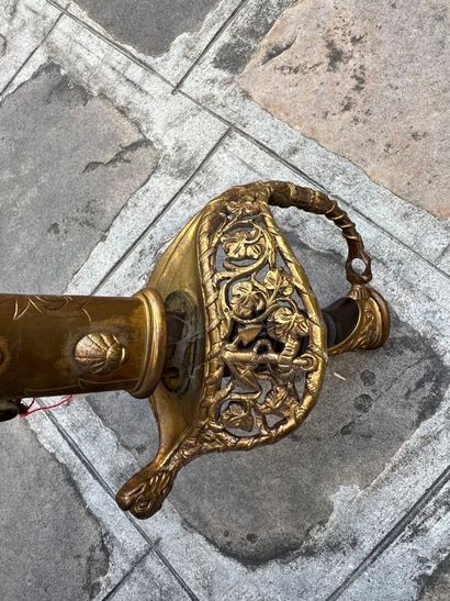 Naval officer's saber. Horn handle. Chased...