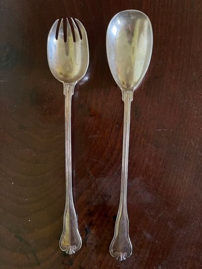 Salad service in Minerve hallmarked silver,...