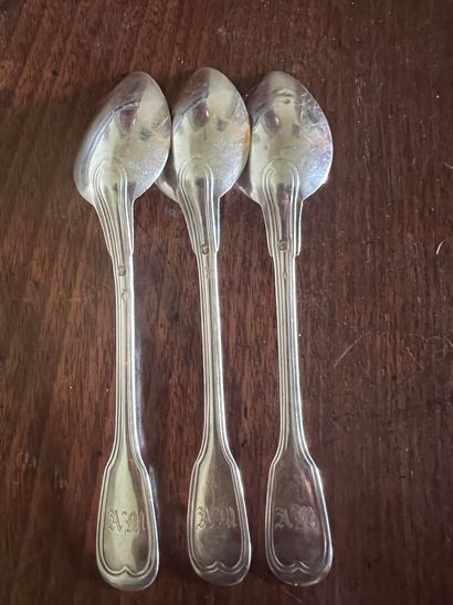 Suite of ten silver spoons, Minerve hallmark,...