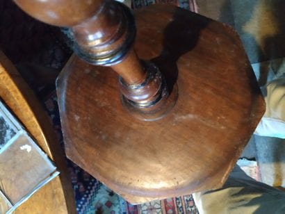 Pair of turned walnut light holders, 17th...