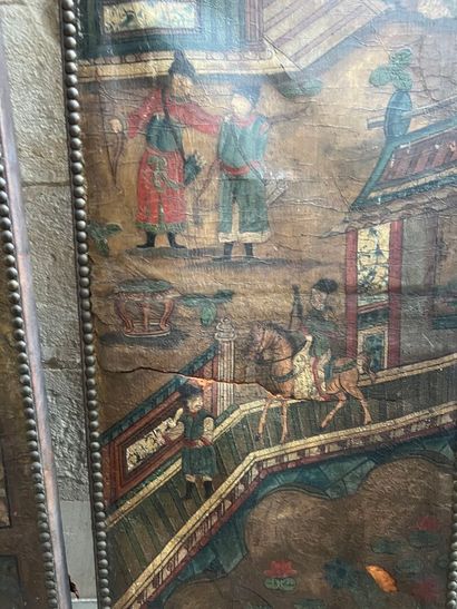 Six-leaf folding screen in imitation Chinese...