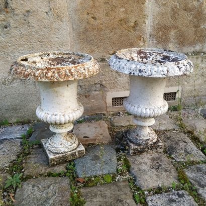 Pair of cast-iron Medici vases, late 19th...