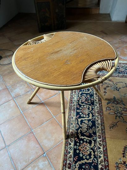 Rattan pedestal table, 20th century
H. 50...