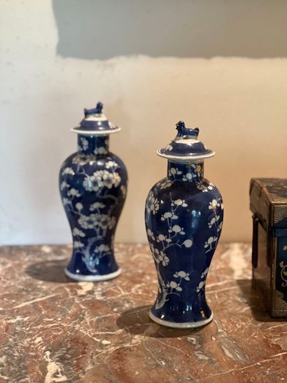 CHINA, 19th century
Two pairs of blue-white...