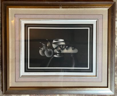 Mario AVATI (1921-2009)
Bread, wine, apples
Lithograph...