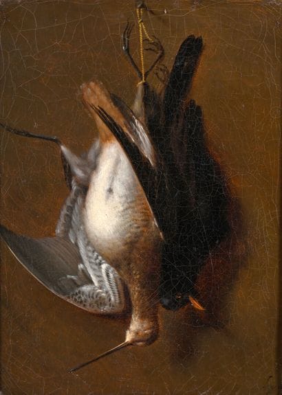19th century French school
Woodcock and blackbird
Oil...