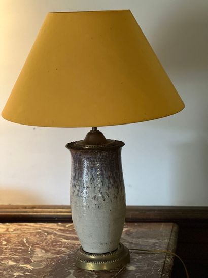 Polychrome terracotta vase mounted as a lamp.
H....