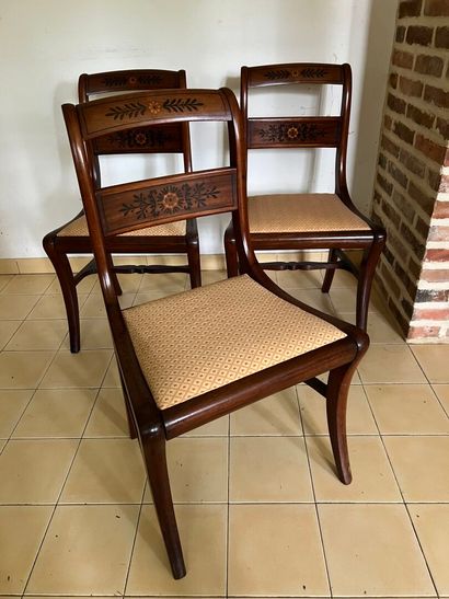 Three Louis Philippe period mahogany dining...