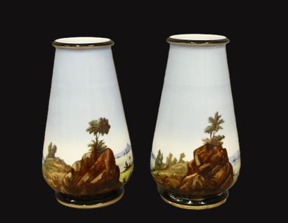 A pair of porcelain vases with printed decoration...