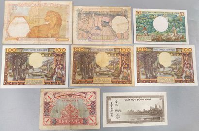 French Colonies - Lot of 8 various banknotes...
